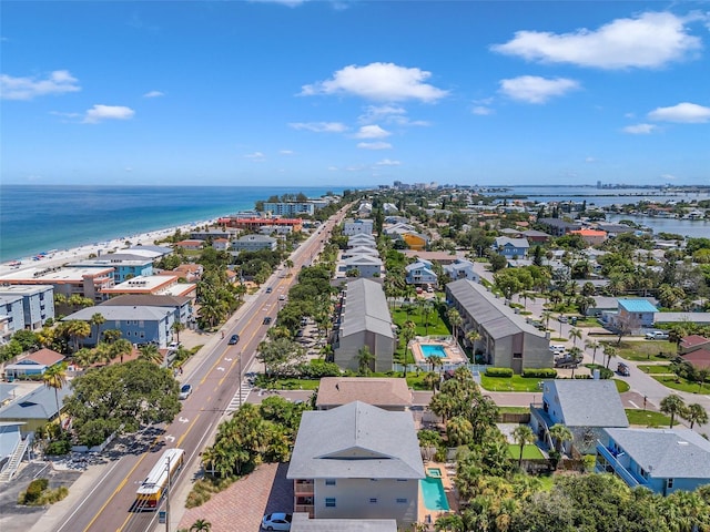 bird's eye view with a residential view and a water view