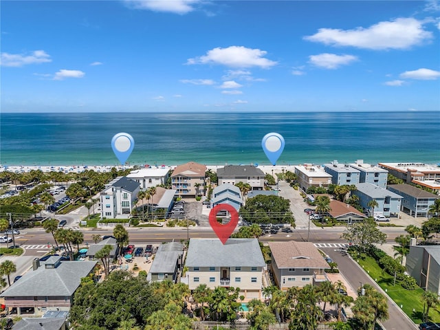 bird's eye view with a water view and a residential view