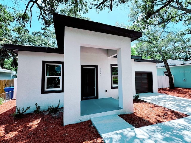 contemporary home featuring a garage