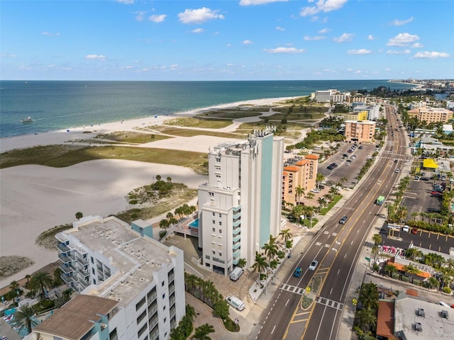 bird's eye view with a view of city, a water view, and a view of the beach