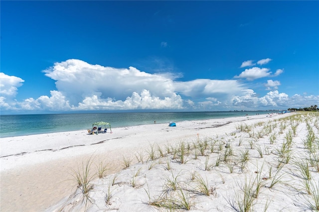 property view of water with a beach view