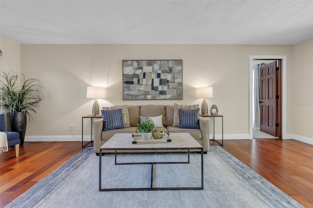 living room with hardwood / wood-style floors