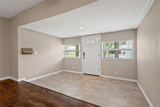 entrance foyer featuring plenty of natural light and light wood-type flooring