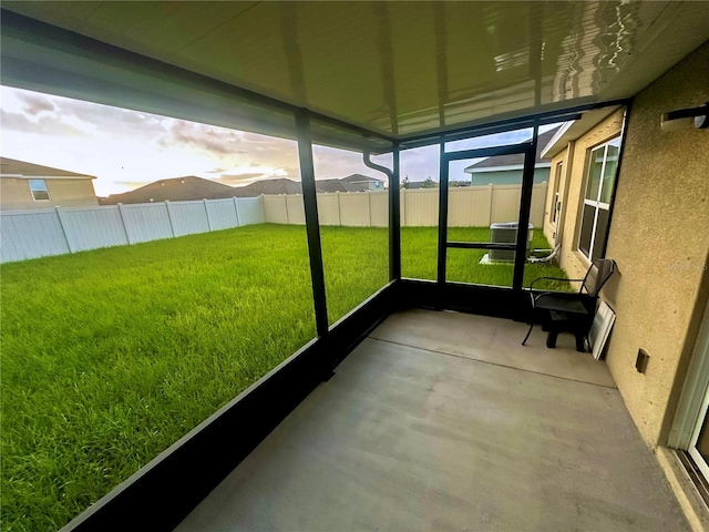 view of unfurnished sunroom