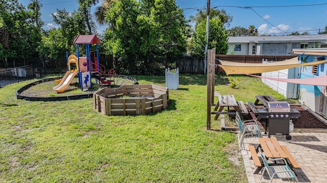 view of yard with a playground