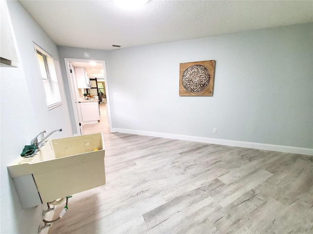 interior space featuring sink and light wood-type flooring