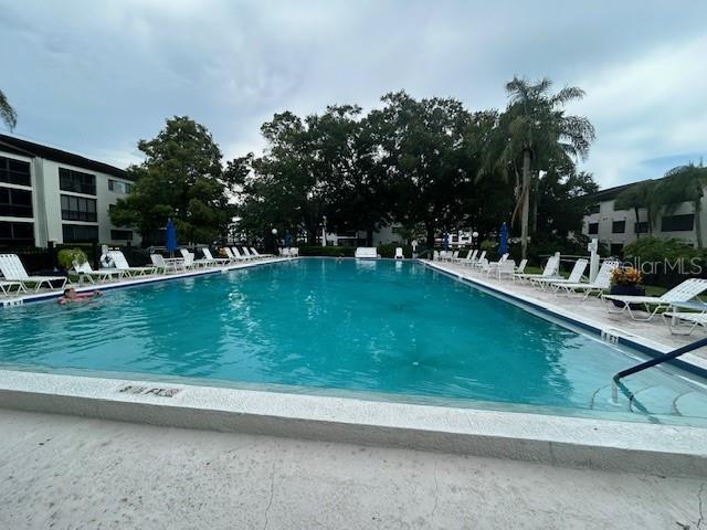 view of swimming pool featuring a patio