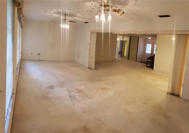 interior space featuring an inviting chandelier