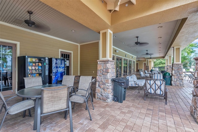 view of patio / terrace featuring ceiling fan