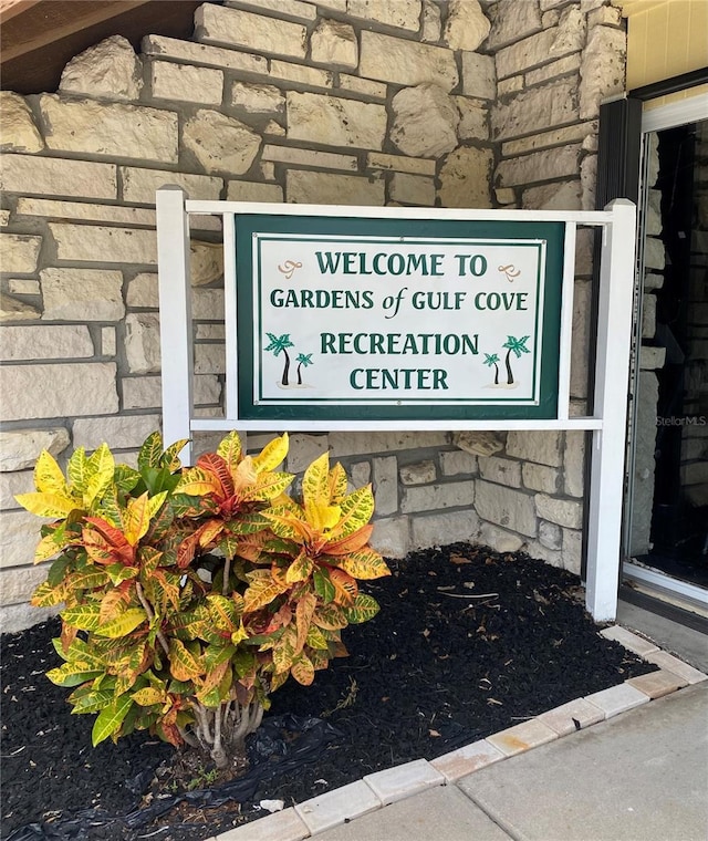 view of community sign