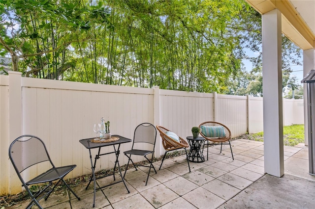 view of patio featuring a fenced backyard