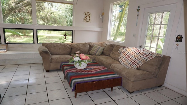 view of tiled living room