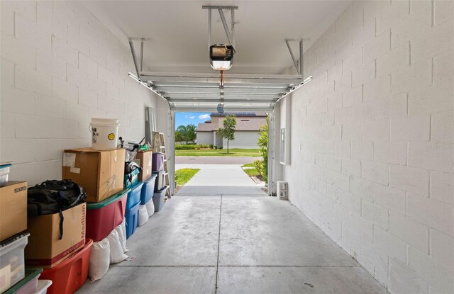 garage with a garage door opener