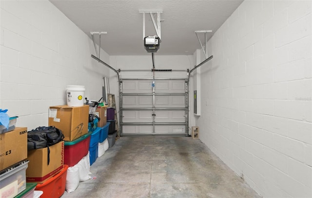 garage with a garage door opener