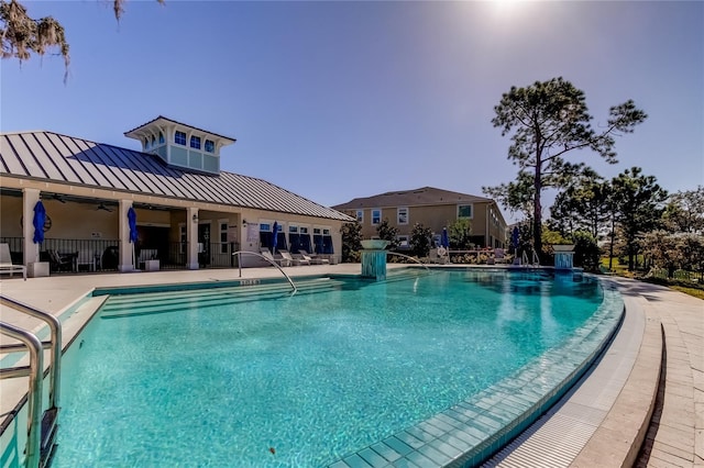 view of pool featuring a patio