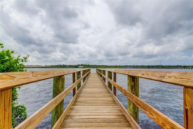 view of dock featuring a water view