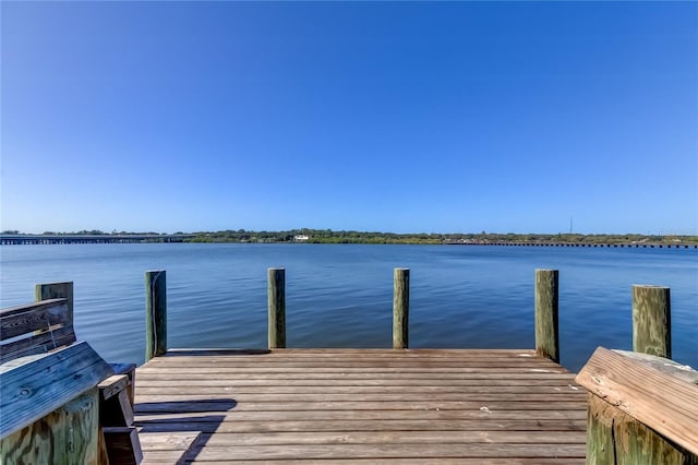 view of dock featuring a water view