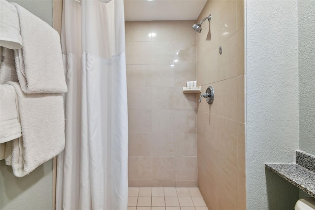 bathroom with a shower with curtain