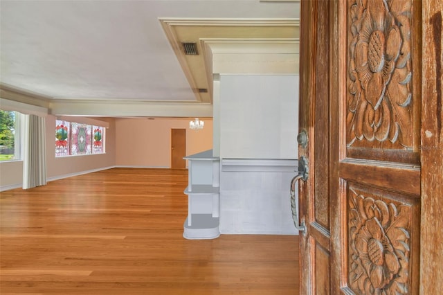 foyer with light wood-type flooring