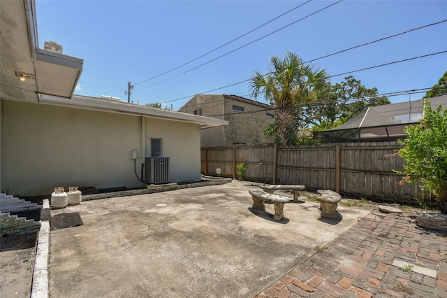 view of patio with central AC unit