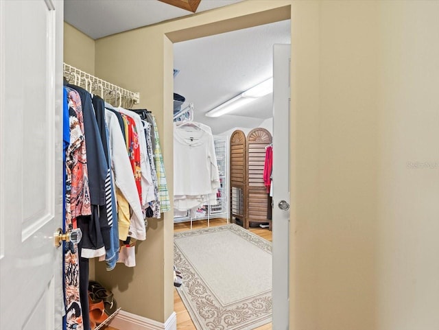 walk in closet featuring light hardwood / wood-style floors