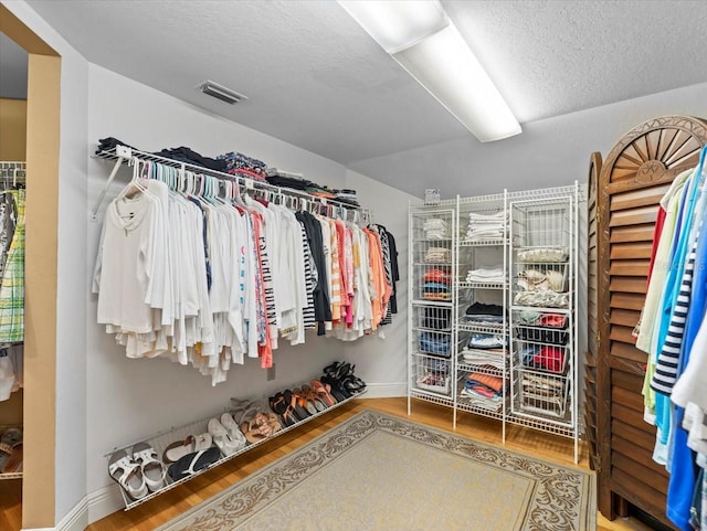 spacious closet with hardwood / wood-style flooring