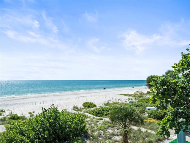 view of water feature featuring a beach view