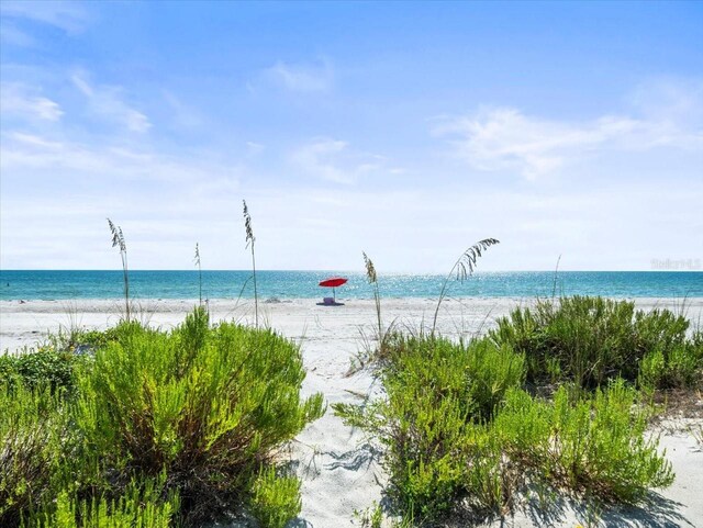 view of water feature featuring a view of the beach