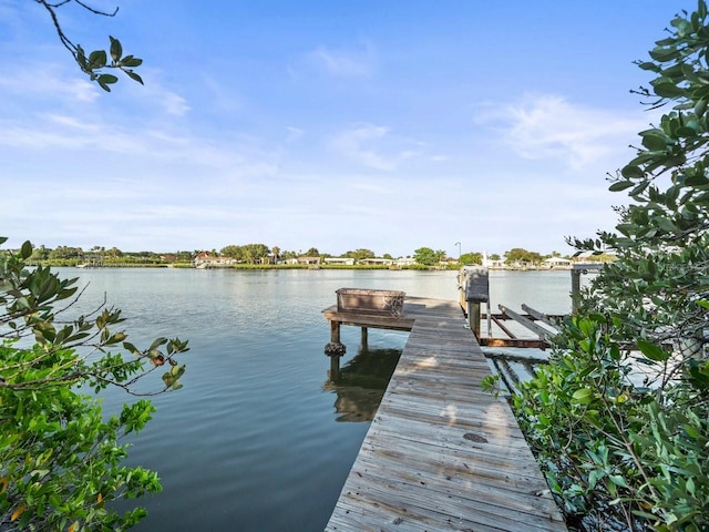 view of dock featuring a water view