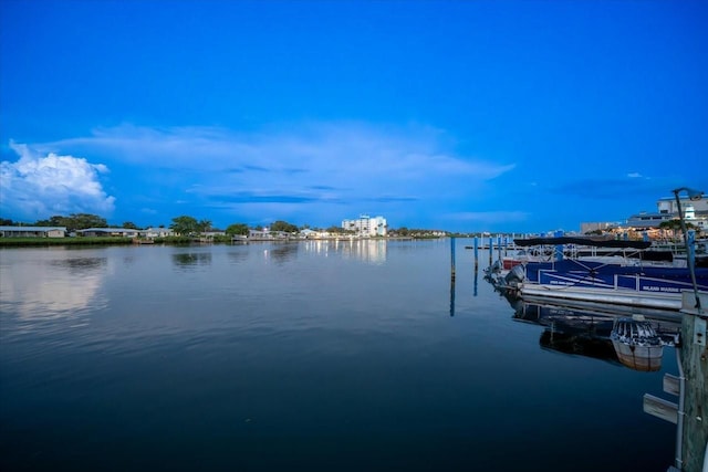 view of dock featuring a water view