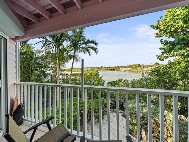 balcony with a water view