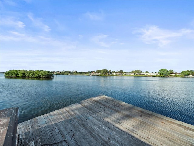 view of dock featuring a water view