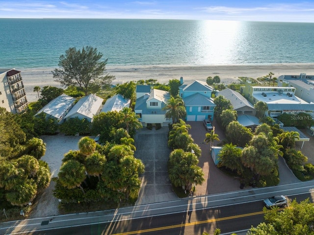 aerial view with a beach view and a water view