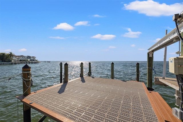 dock area featuring a water view