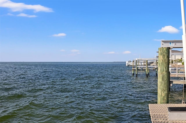 property view of water featuring a dock