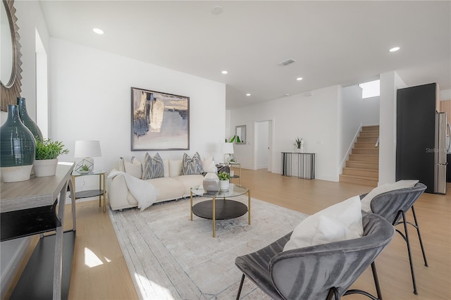 living room featuring light hardwood / wood-style flooring