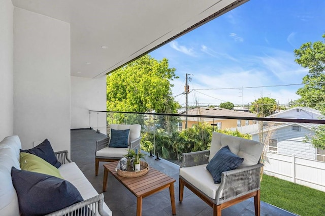balcony featuring an outdoor living space