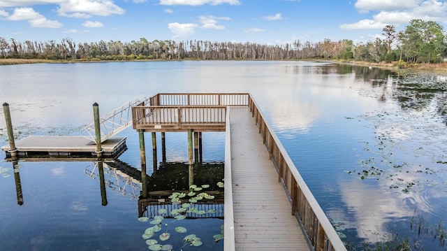 view of dock featuring a water view