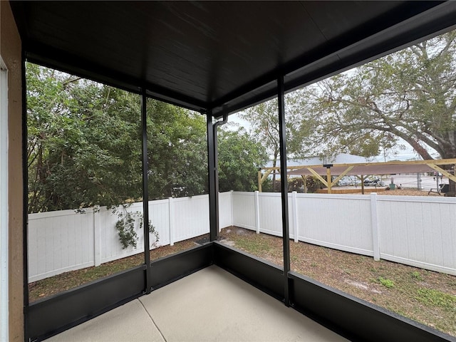 view of unfurnished sunroom