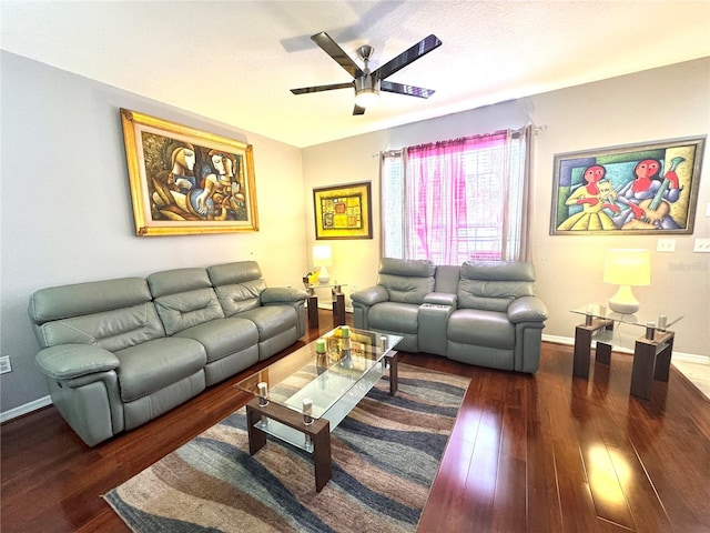 6546 Marlberry Way, Largo, FL 33773 - living room with baseboards, ceiling fan, and wood-type flooring