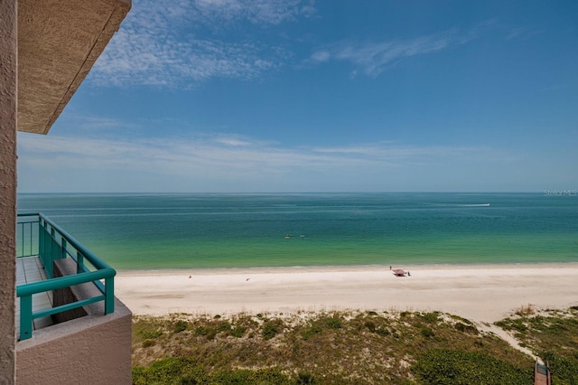 view of water feature with a view of the beach