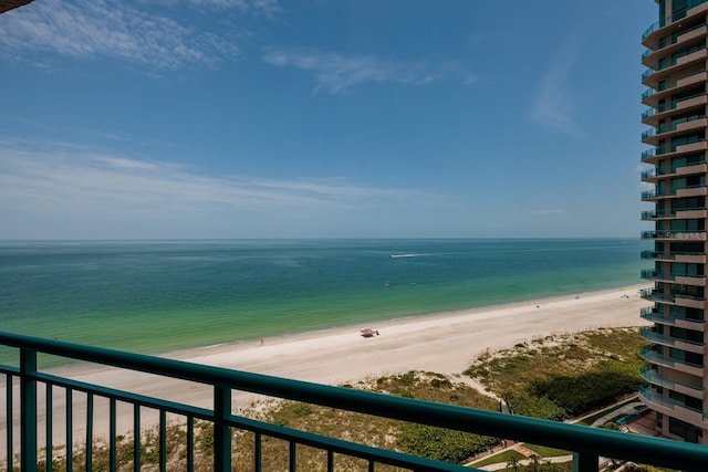 property view of water with a beach view