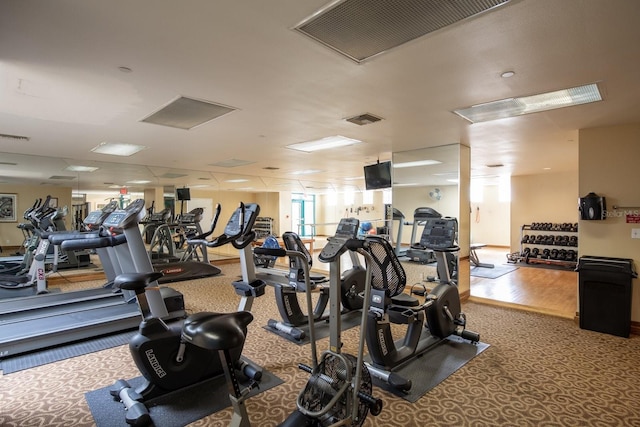 exercise room with visible vents