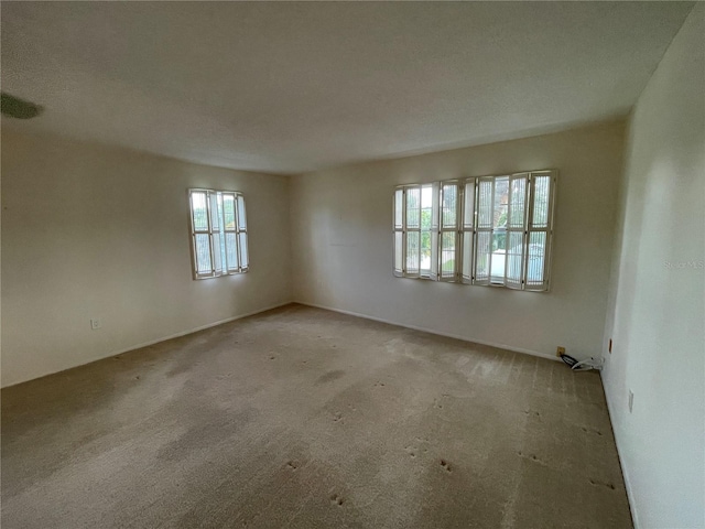 spare room with carpet flooring and a textured ceiling