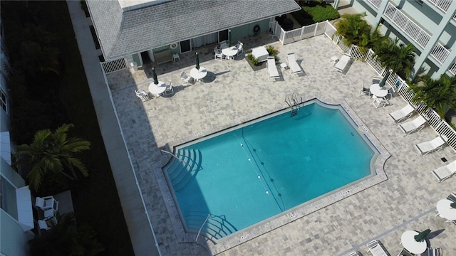 view of swimming pool featuring a patio