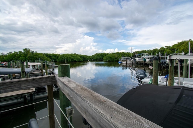 dock area featuring a water view