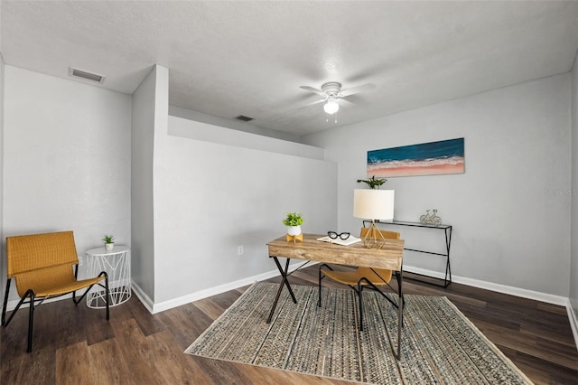 1549 Linwood Dr, Clearwater, FL 33755 - home office featuring ceiling fan, baseboards, and wood finished floors