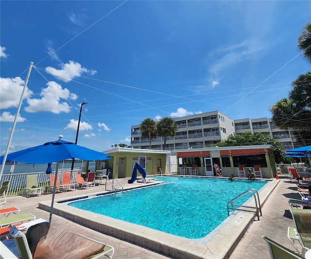 view of pool featuring a patio area