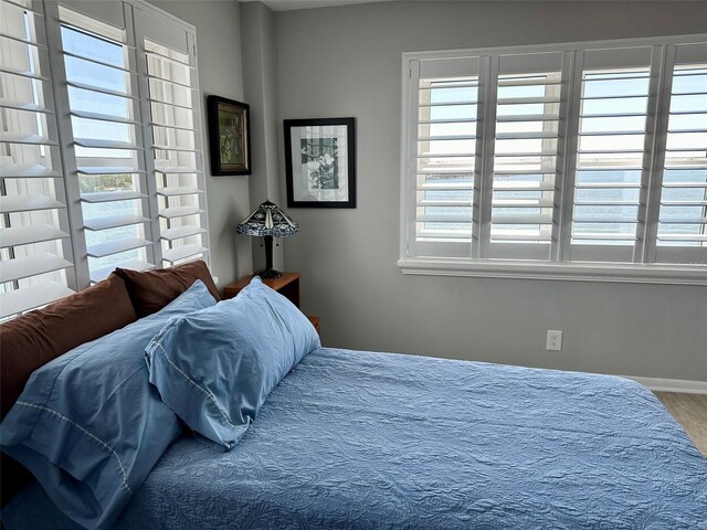 bedroom with hardwood / wood-style floors