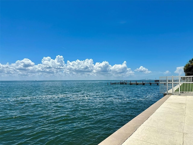 property view of water with a boat dock